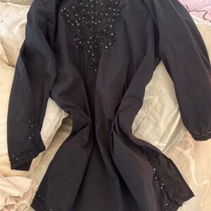 Elegant Black Beaded Mini Dress great for beach cover-up